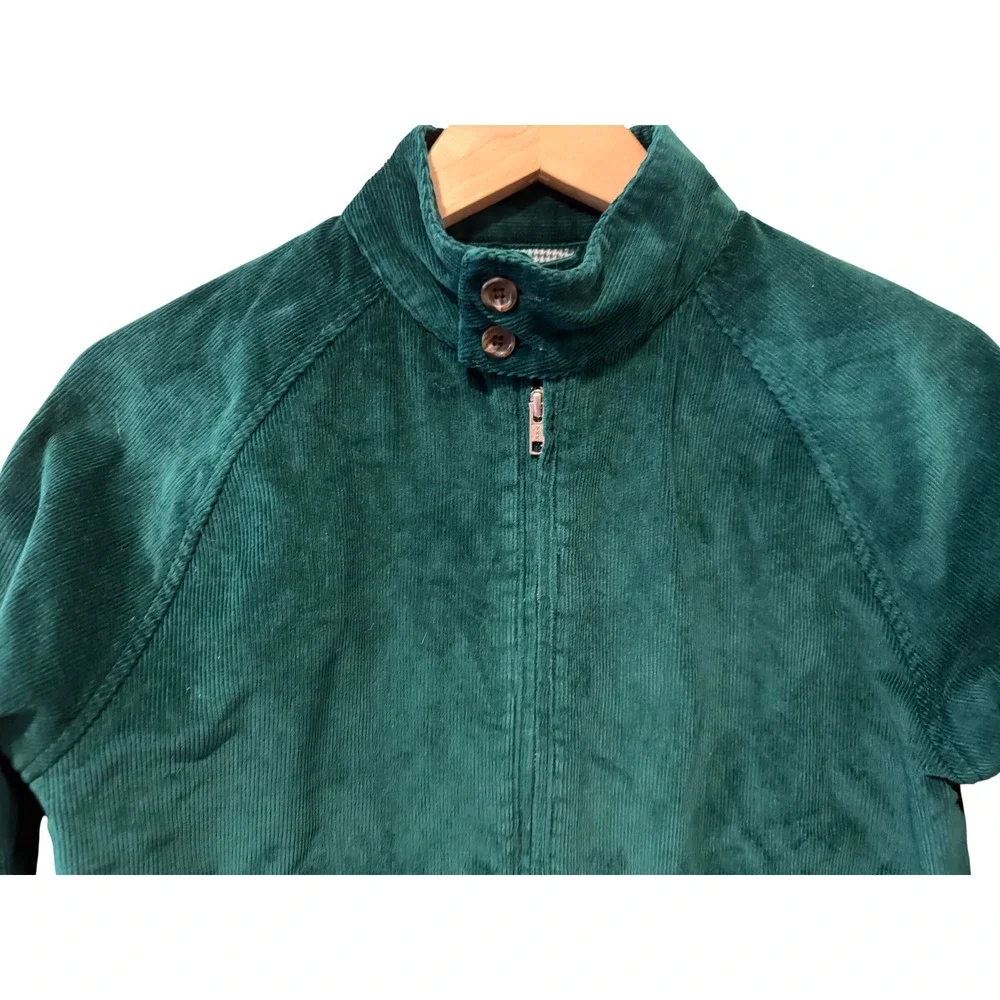 Free Assembly Green Corduroy Harrington Jacket Size L 10/12 Mock Neck Zip Up